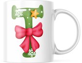 Kerst Mok met afbeelding: Kerst letter T | Kerst Decoratie | Kerst Versiering | Grappige Cadeaus | Koffiemok | Koffiebeker | Theemok | Theebeker