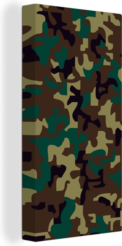 Canvas Schilderij Camouflage patroon met donkere kleuren - 40x80 cm - Wanddecoratie