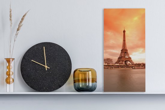 Tableau Toile Tour Eiffel - Paris - Ciel - 20x40 cm - Décoration murale