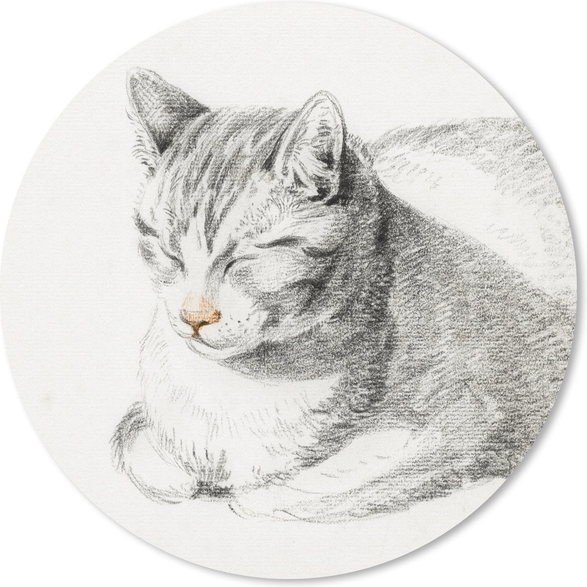 Muismat rond 30x30 cm - Mousepad Liggende kat, schuin naar voren - schilderij van Jean Bernard - Ronde muismatten