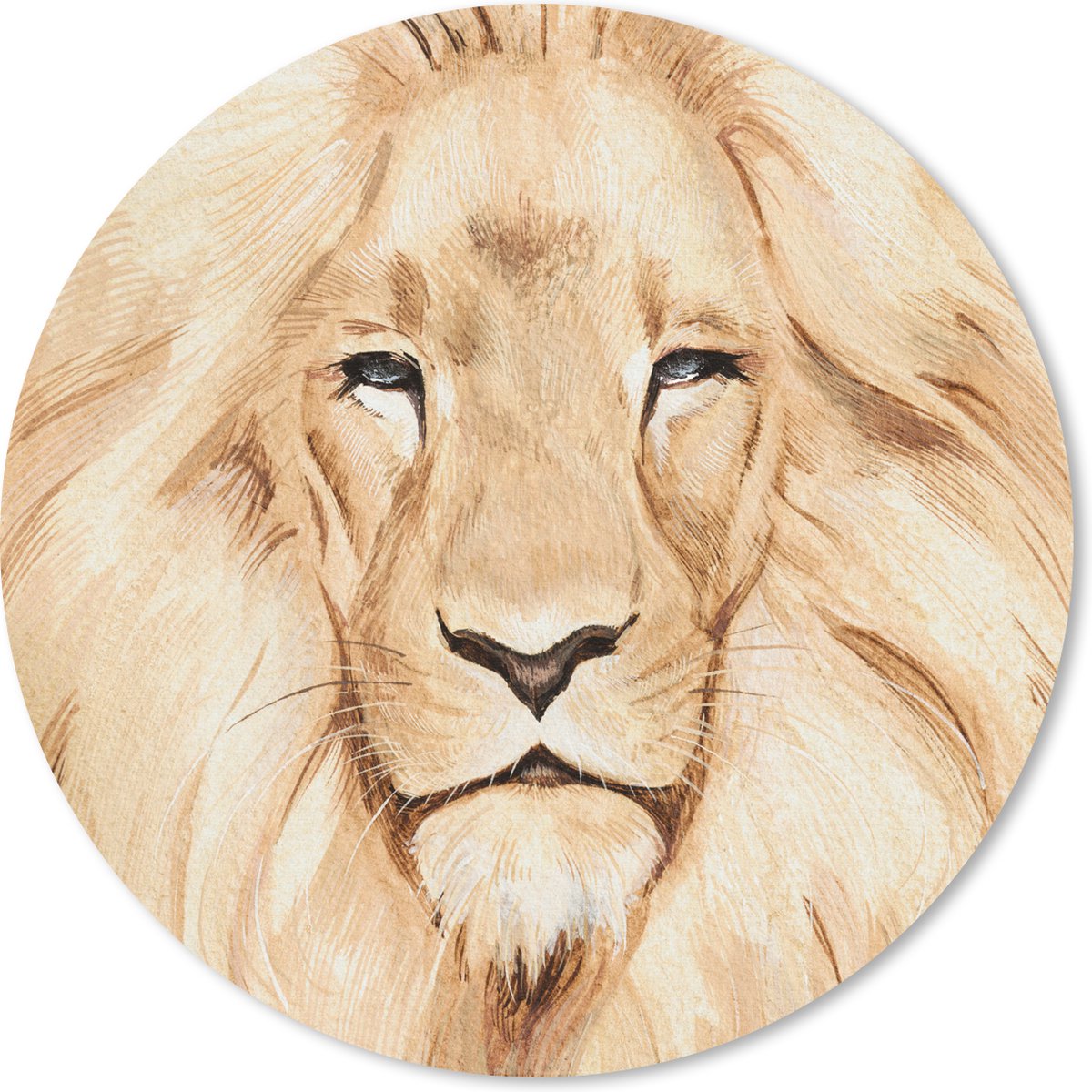 Muismat rond 20x20 cm - Mousepad Illustratie - Kleur - Leeuw - Ronde muismatten