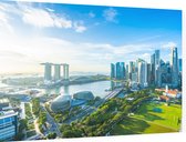 De architectuur van de city skyline van Singapore  - Foto op Dibond - 90 x 60 cm