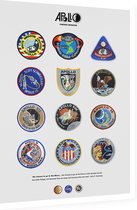 Apollo's Crewed Missions Patches, NASA Images - Foto op Dibond - 60 x 80 cm