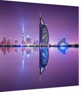 Burj Al Arab en skyline in de waterspiegel van Dubai - Foto op Dibond - 80 x 80 cm