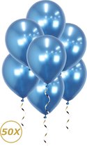 Blauwe Helium Ballonnen 2024 NYE Verjaardag Versiering Feest Versiering Ballon Chrome Blauw Luxe Decoratie - 50 Stuks