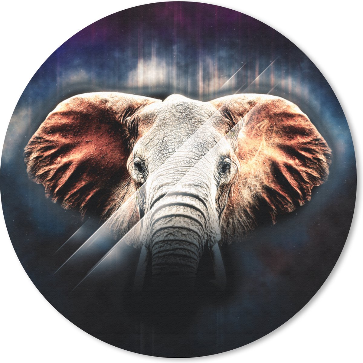 Muismat rond 30x30 cm - Mousepad Olifant - Lijn - Kleuren - Ronde muismatten