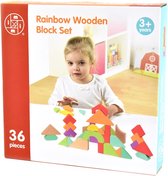 Rainbow wooden Blokken set 36 delig