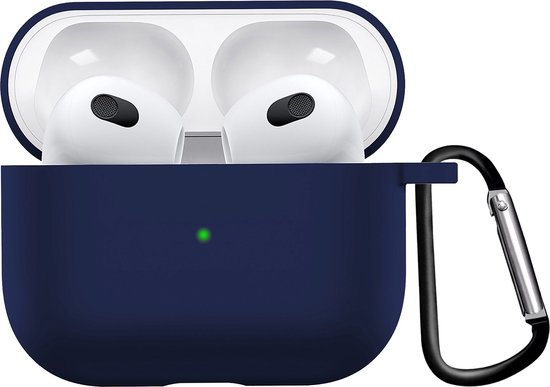 Housse en Siliconen pour Airpods 3 Convient pour Apple AirPods 3 Housse avec clip - Blauw Marine