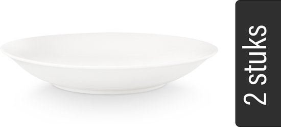 vtwonen Pastabord - Set van 2 - Wit - Porselein - Ø 25.5cm