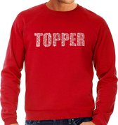 Glitter Topper foute trui rood met steentjes/ rhinestones voor heren - Glitter kleding/ foute party outfit 2XL