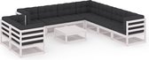 Decoways - 10-delige Loungeset met kussens massief grenenhout wit