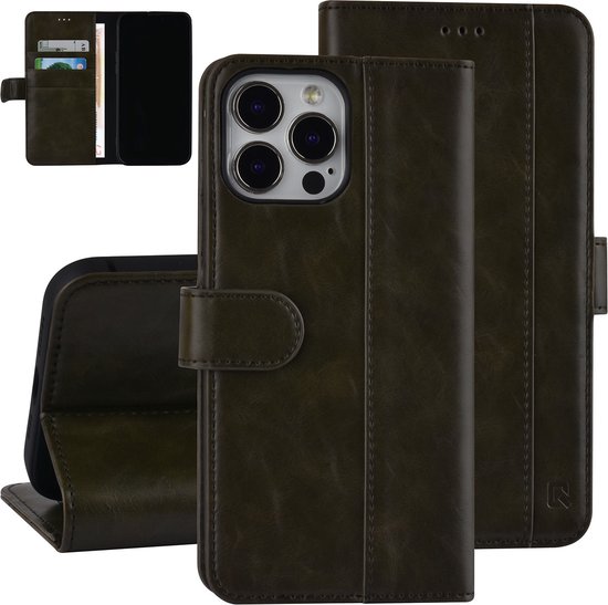 HEM Leren Rits Portemonnee Hoesje - iPhone X / XS - Antique Black - Hoezenspecialist.nl