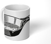 Mok - tekening van een metalen braadpan - 350 ML - Beker