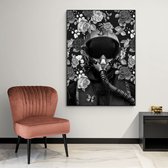 Poster Flower Pilot Black - Dibond - 100x140 cm - Meerdere Afmetingen & Prijzen | Wanddecoratie - Interieur - Art - Wonen - Schilderij - Kunst