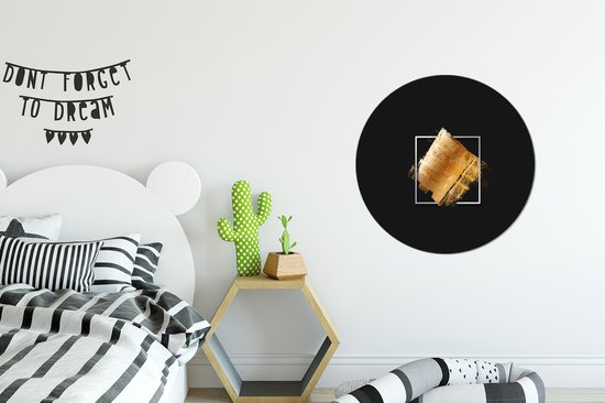 Bandes de peinture or sur fond noir Sticker mural cercle mural - 50x50 cm - peinture ronde - cercle papier peint - cercle mural - cercle vivant - autocollant & découpe ronde