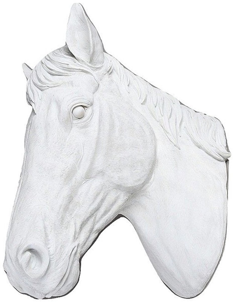 Paardenhoofd Wit 15x21x31 Villa Pottery decoratie - paard