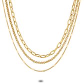 Twice As Nice Halsketting in goudkleurig edelstaal, 3 verschillende kettingen  38 cm+8 cm