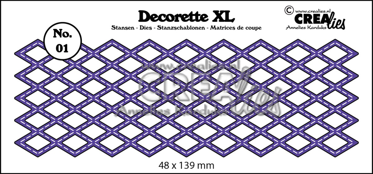 Decorette XL Stansen - Nr.01 - Ruitjes - Stiksteeklijn - 48x139mm
