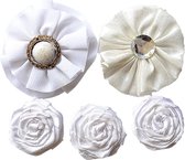 Creative elements fabric flowers rosetta x5 white
