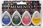 Memento dew drops eco pack - prime time - 4x stempelkussen dewdrop - primaire kleuren rood geel blauw en groen