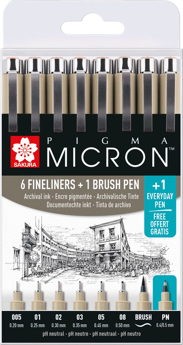 Sakura Pigma Micron set – 8 zwarte fineliners
