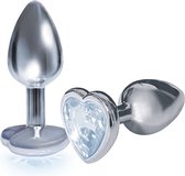 Bejeweled Heart Stainless Steel Plug - Diamond - Butt Plugs & Anal Dildos