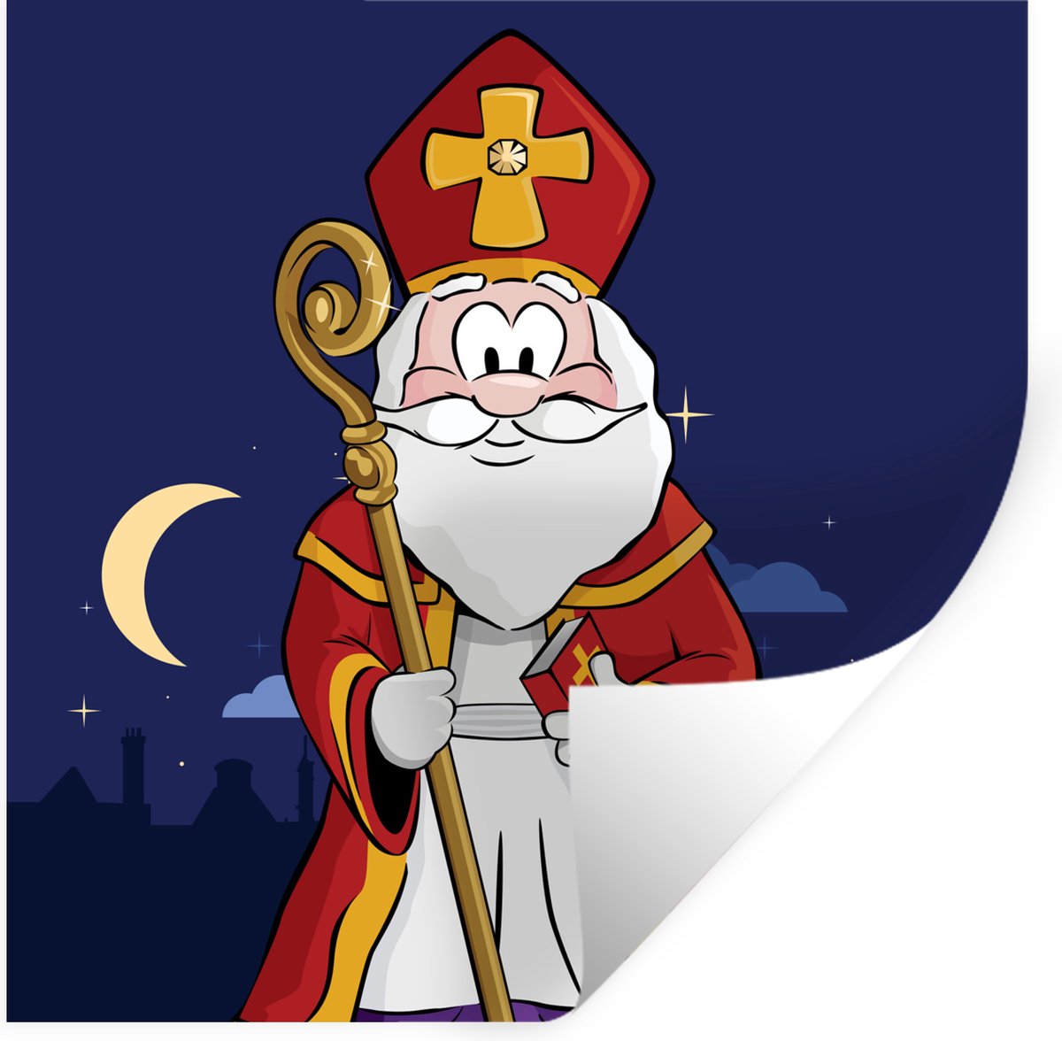 Muurstickers - Sticker Folie - Portret Sinterklaas - Sint - Kinderen - Jongens - Meisjes - Kindje - 120x120 cm - Plakfolie - Muurstickers Kinderkamer - Zelfklevend Behang XXL