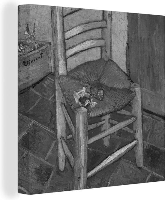 Canvas Schilderij Van Gogh's stoel - Vincent van Gogh - Zwart - Wit - 20x20 cm - Wanddecoratie