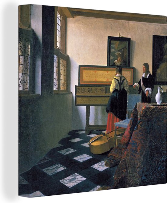 Tableau sur Toile La leçon de musique - Johannes Vermeer - 90x90 cm - Décoration murale