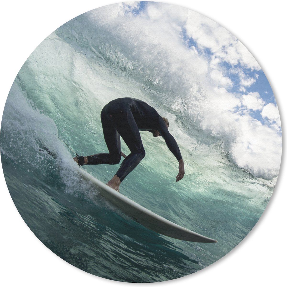 Muismat rond 20x20 cm - Mousepad Surfer op golfen - Ronde muismatten