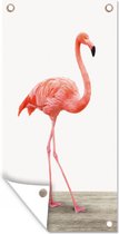 Wanddecoratie buiten Flamingo - Roze - Vogel - Meisjes - Jongens - Kind - 80x160 cm - Tuindoek - Buitenposter