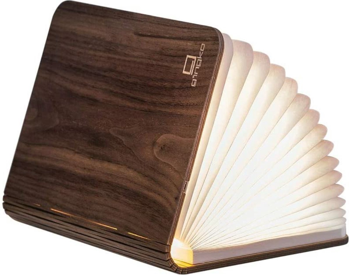Gingko Smart Booklight Large Walnut - Boek lamp groot