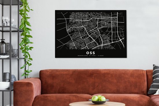 Tableau sur toile Plan de ville - Oss - Nederland - 140x90 cm - Décoration murale