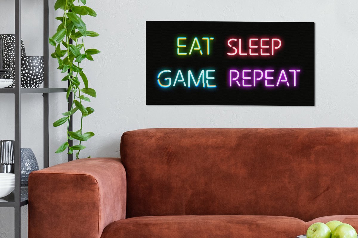Canvas Gaming poster Gamen Led Neon Verlichting Game
