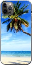 Geschikt voor iPhone 13 Pro Max hoesje - Palmbomen - Strand - Zee - Siliconen Telefoonhoesje