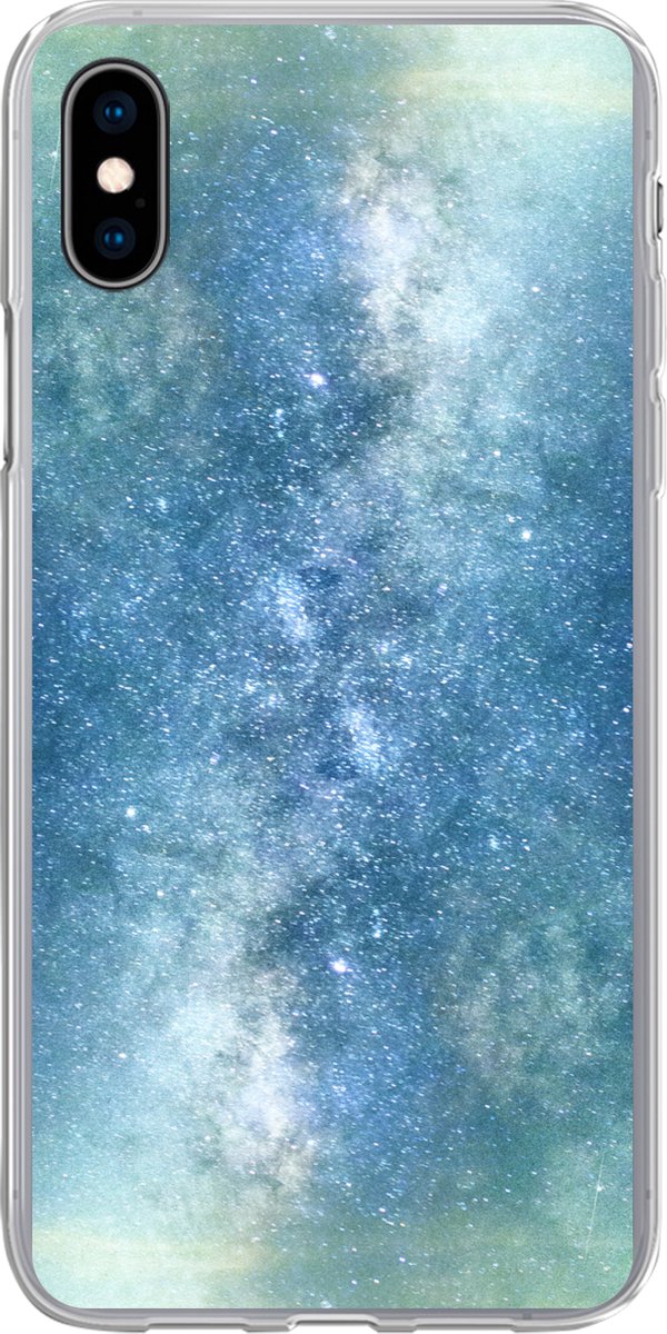 Telefoonhoesje Geschikt voor iPhone Xs hoesje - Sterren - Hemel - Blauw - Jongens - Meisjes - Kinderen - Siliconen Telefoonhoesje Telefoonhoesje