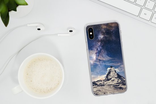 Coque iPhone X - Montagnes - Étoiles - Univers - Coque en Siliconen téléphone