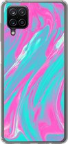 Geschikt voor Samsung Galaxy A12 hoesje - Kunst - Roze - Blauw - Psychedelisch - Siliconen Telefoonhoesje