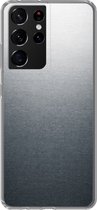 Geschikt voor Samsung Galaxy S21 Ultra hoesje - Metaal print - Lijn - Grijs - Siliconen Telefoonhoesje