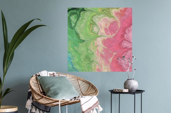 Muurstickers - Sticker Folie - Verf - Kunst - Psychedelisch - 80x80 cm - Plakfolie - Muurstickers Kinderkamer - Zelfklevend Behang - Zelfklevend behangpapier - Stickerfolie