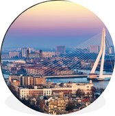 WallCircle - Wandcirkel - Muurcirkel - Rotterdam - Skyline - Zonsondergang - Aluminium - Dibond - ⌀ 90 cm - Binnen en Buiten