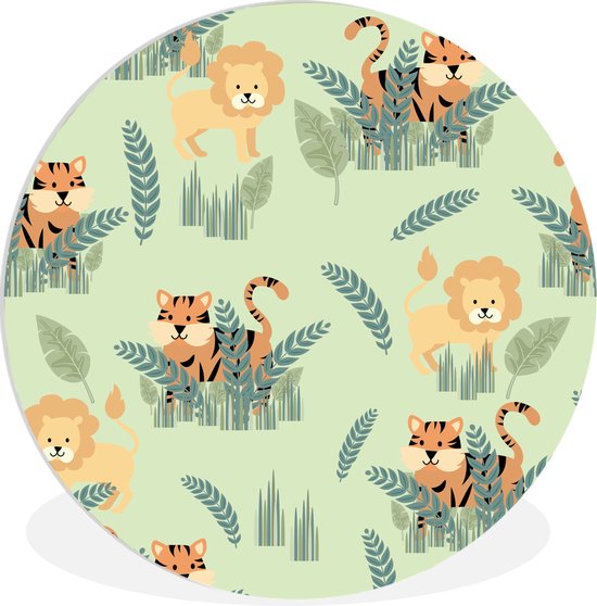 Motif illustré d'animaux de safari Assiette en plastique cercle mural Ø 140 cm