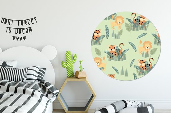 Motif illustré d'animaux de safari Assiette en plastique cercle mural Ø 140 cm