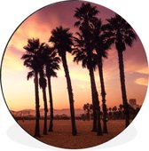 WallCircle - Wandcirkel - Muurcirkel - Santa Monica Beach zonsondergang - Aluminium - Dibond - ⌀ 60 cm - Binnen en Buiten