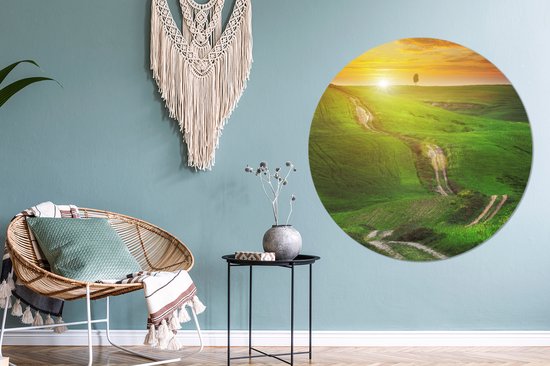 WallCircle - Wall Circle - Wall Circle - Toscane - Soleil - Collines - Aluminium - Dibond - 140x140 cm - Intérieur et Extérieur