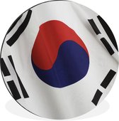 WallCircle - Wandcirkel - Muurcirkel - Close-up van de vlag van Zuid-Korea - Aluminium - Dibond - ⌀ 140 cm - Binnen en Buiten