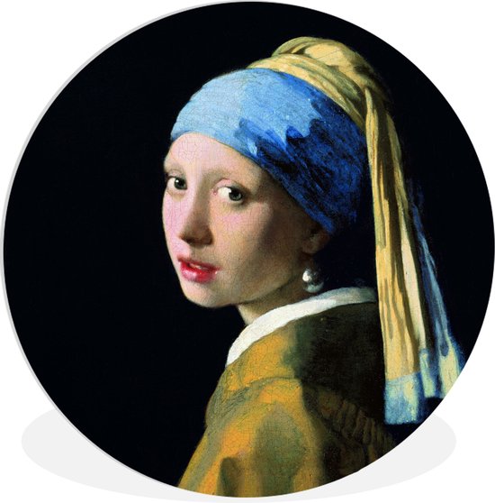 WallCircle - Wandcirkel ⌀ 90 - Meisje met de parel - Johannes Vermeer - Ronde schilderijen woonkamer - Wandbord rond - Muurdecoratie cirkel - Kamer decoratie binnen - Wanddecoratie muurcirkel - Woonaccessoires