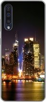 Geschikt voor Samsung Galaxy A50 hoesje - New York - Skyline - Kleuren - Siliconen Telefoonhoesje