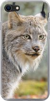 Geschikt voor iPhone 8 hoesje - Lynx - Bos - Grijs - Siliconen Telefoonhoesje