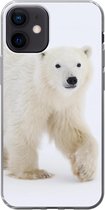 Geschikt voor iPhone 12 hoesje - IJsbeer - Sneeuw - Wit - Siliconen Telefoonhoesje